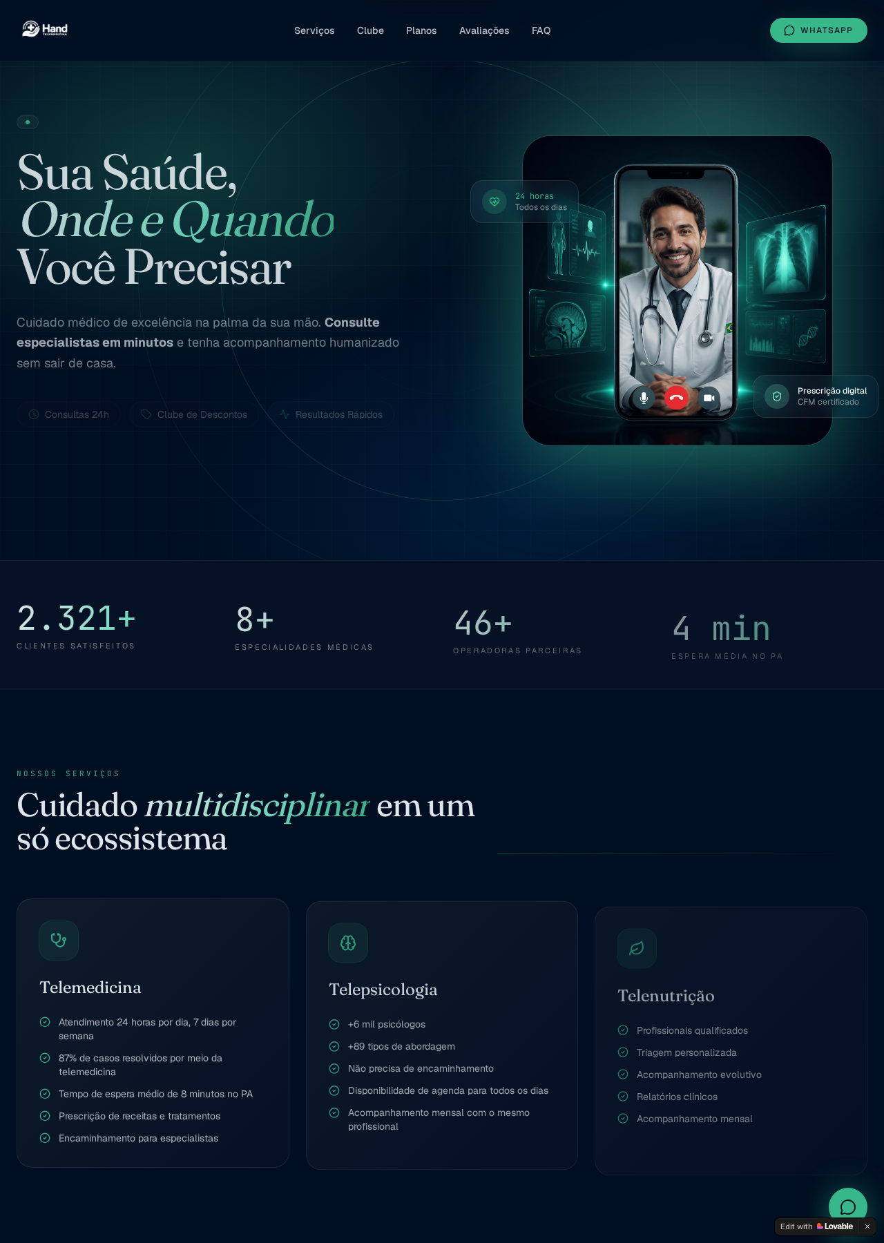 Prévia do projeto Hand Telemedicina